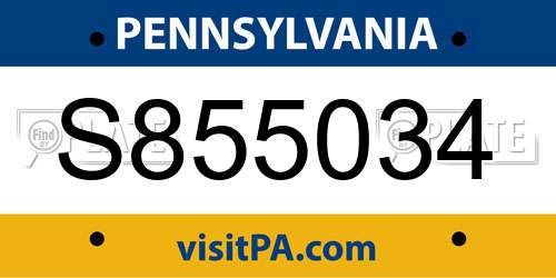 S855034 Pennsylvania License Plate