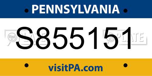 S855151 Pennsylvania License Plate