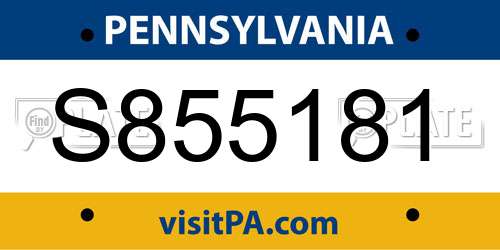 S855181 Pennsylvania License Plate