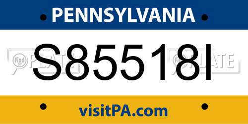 S85518I Pennsylvania License Plate