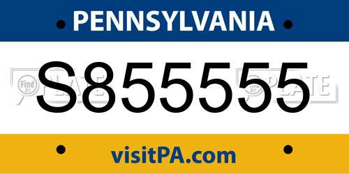S855555 Pennsylvania License Plate