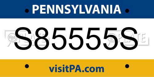 S85555S Pennsylvania License Plate