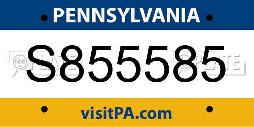 S855585 Pennsylvania License Plate