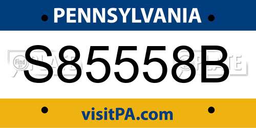 S85558B Pennsylvania License Plate