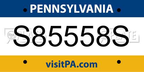 S85558S Pennsylvania License Plate