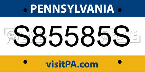 S85585S Pennsylvania License Plate