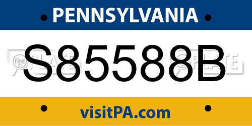 S85588B Pennsylvania License Plate