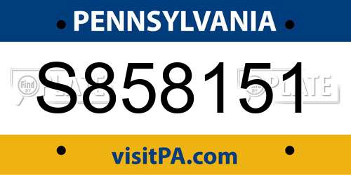 S858151 Pennsylvania License Plate