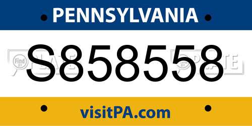 S858558 Pennsylvania License Plate