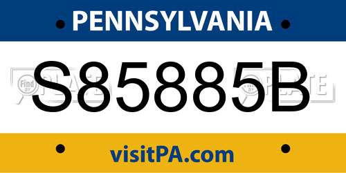 S85885B Pennsylvania License Plate