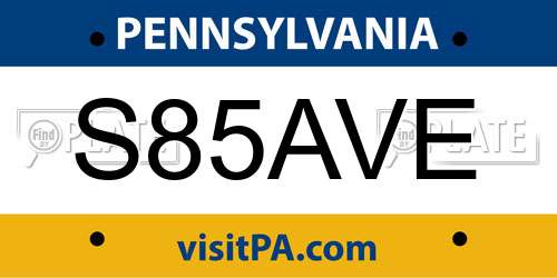 S85AVE Pennsylvania License Plate