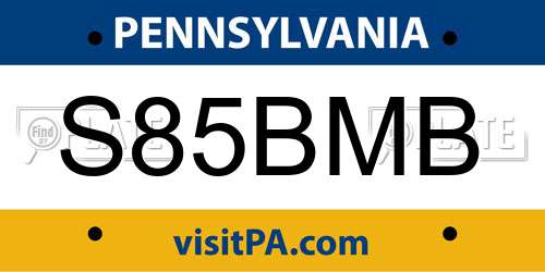 S85BMB Pennsylvania License Plate