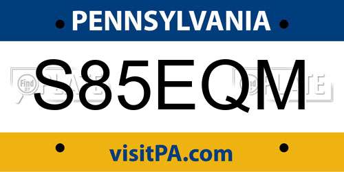 S85EQM Pennsylvania License Plate