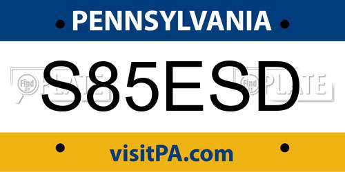S85ESD Pennsylvania License Plate