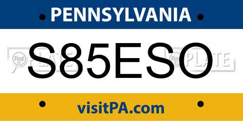 S85ESO Pennsylvania License Plate
