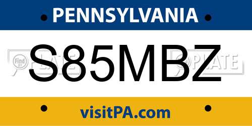 S85MBZ Pennsylvania License Plate