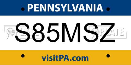 S85MSZ Pennsylvania License Plate