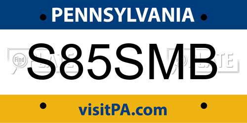 S85SMB Pennsylvania License Plate