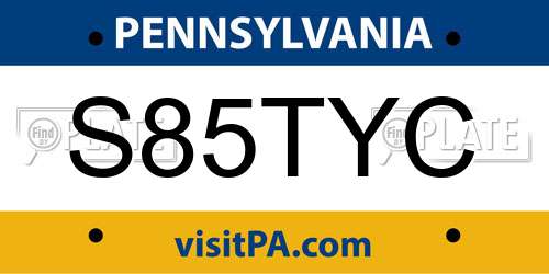 S85TYC Pennsylvania License Plate