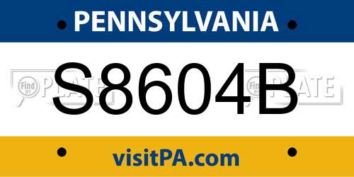 S8604B Pennsylvania License Plate