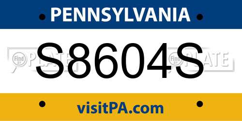 S8604S Pennsylvania License Plate