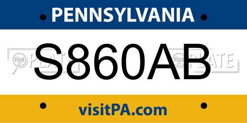 S860AB Pennsylvania License Plate