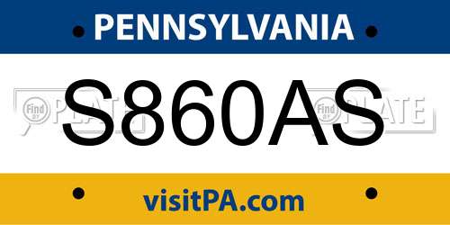 S860AS Pennsylvania License Plate