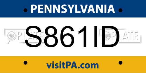 S861ID Pennsylvania License Plate