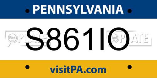 S861IO Pennsylvania License Plate