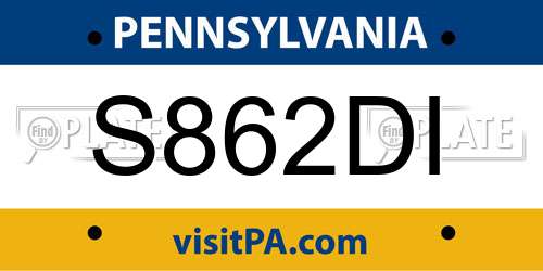S862DI Pennsylvania License Plate