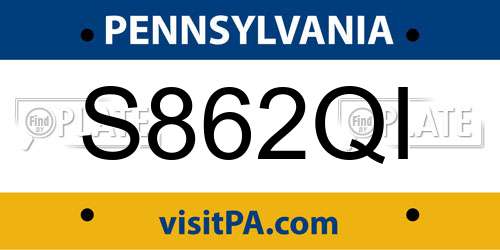 S862QI Pennsylvania License Plate