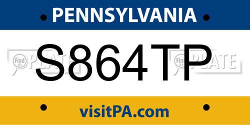 S864TP Pennsylvania License Plate