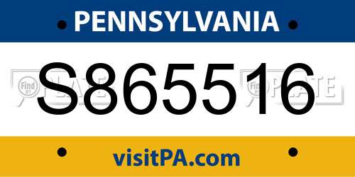 S865516 Pennsylvania License Plate