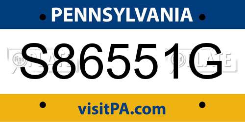 S86551G Pennsylvania License Plate