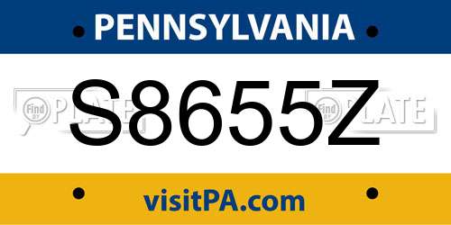 S8655Z Pennsylvania License Plate