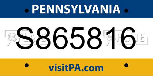 S865816 Pennsylvania License Plate
