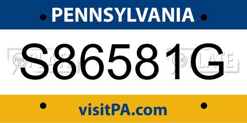 S86581G Pennsylvania License Plate