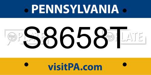 S8658T Pennsylvania License Plate