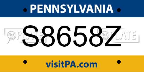 S8658Z Pennsylvania License Plate