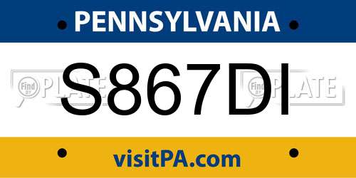 S867DI Pennsylvania License Plate