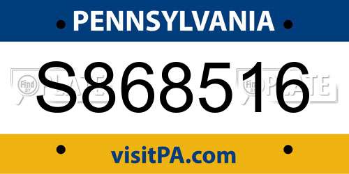 S868516 Pennsylvania License Plate