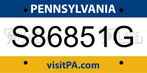 S86851G Pennsylvania License Plate