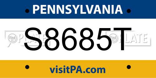 S8685T Pennsylvania License Plate