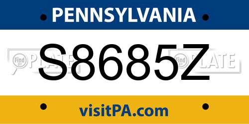S8685Z Pennsylvania License Plate
