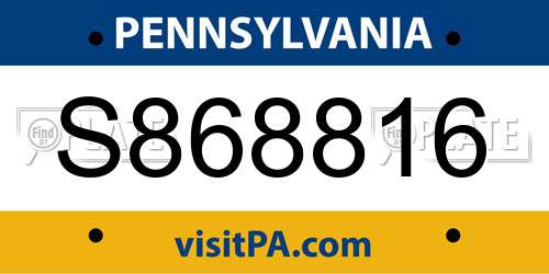S868816 Pennsylvania License Plate