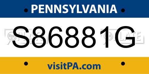 S86881G Pennsylvania License Plate
