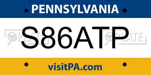 S86ATP Pennsylvania License Plate