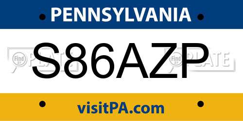 S86AZP Pennsylvania License Plate
