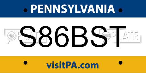 S86BST Pennsylvania License Plate