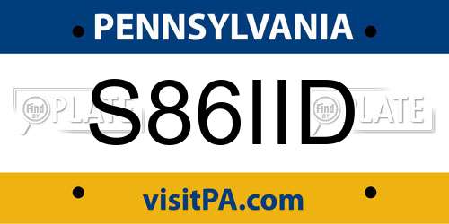 S86IID Pennsylvania License Plate